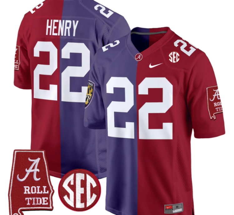 Derrick Henry Jersey Ravens 22 Alabama Crimson Tide Split Football Game