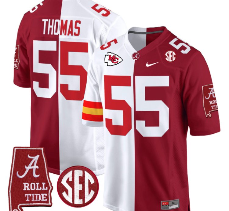 Derrick Thomas Jersey 55 Alabama Crimson Tide Split Football Game Stitched