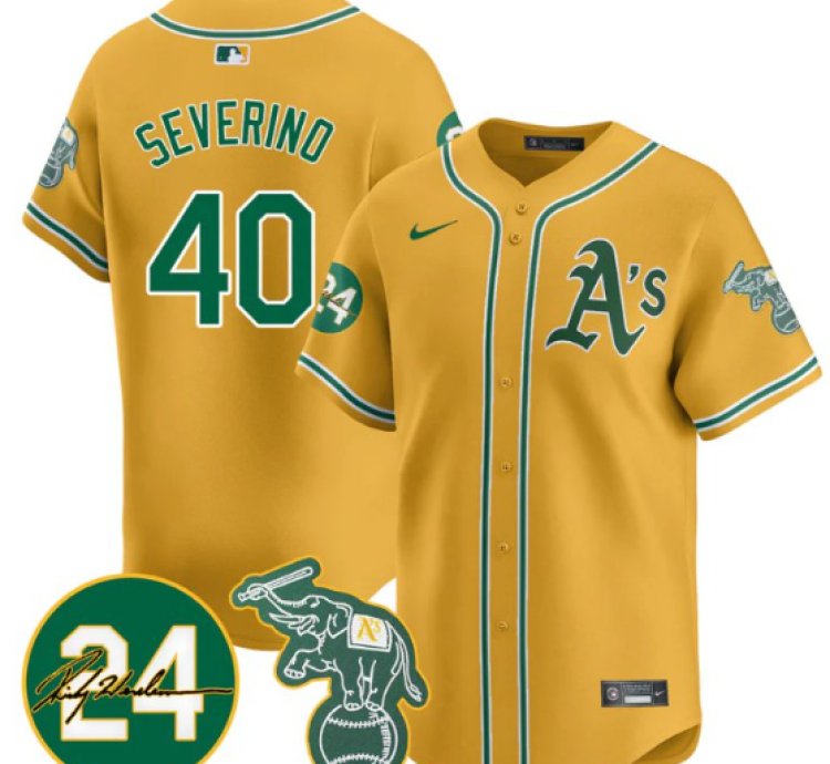 Luis Severino Jersey 40 Oakland Athletics 2025 Rickey Henderson Memorial Stitched Yellow