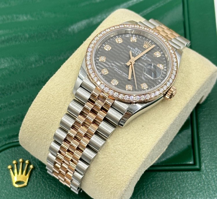 Rolex Datejust 36 126281rbr Grey Fluted Diamonds Dial Jubilee