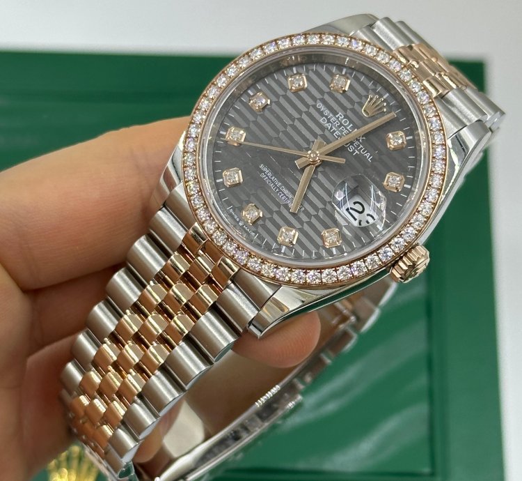 Rolex Datejust 36 126281rbr Grey Fluted Diamonds Dial Jubilee