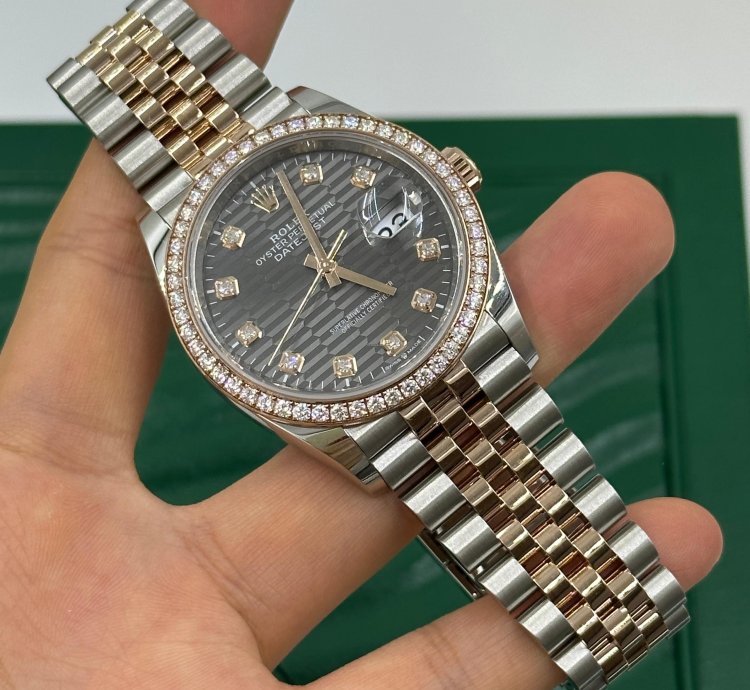 Rolex Datejust 36 126281rbr Grey Fluted Diamonds Dial Jubilee