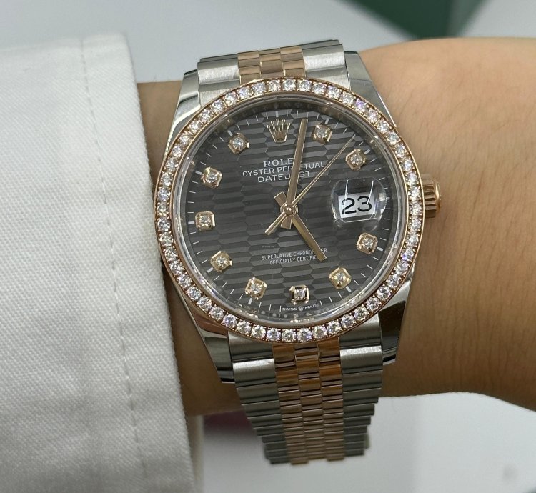 Rolex Datejust 36 126281rbr Grey Fluted Diamonds Dial Jubilee