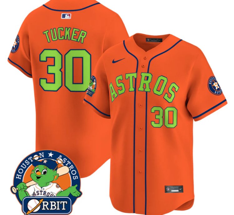 Kyle Tucker Jersey 30 Astros Orbit Patch Vapor Premier Limited V2 Stitched Orange