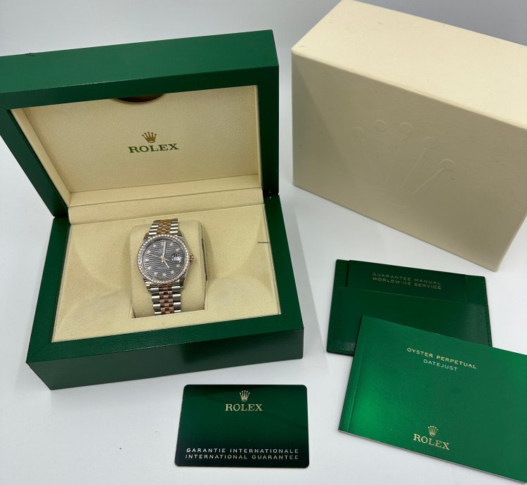 Rolex Datejust 36 126281rbr Grey Fluted Diamonds Dial Jubilee