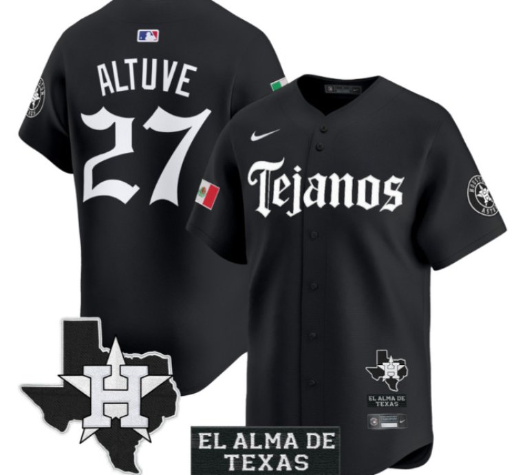 José Altuve Jersey 27 Houston Astros Mexico Tejano Barrio Style Vapor Limited Stitched Black
