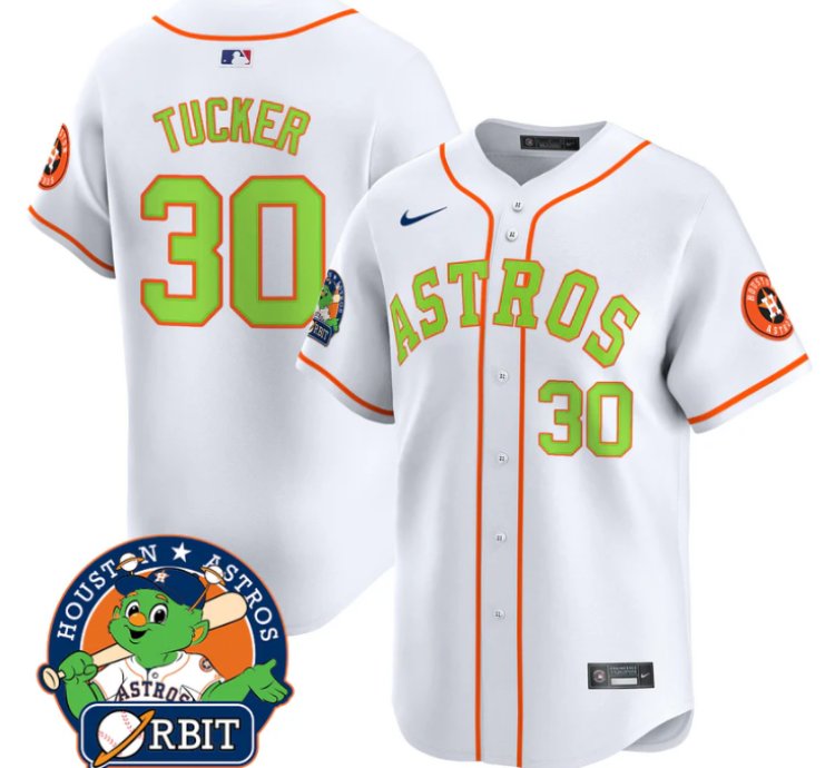 Kyle Tucker Jersey 30 Astros Orbit Patch Vapor Premier Limited V2 Stitched White