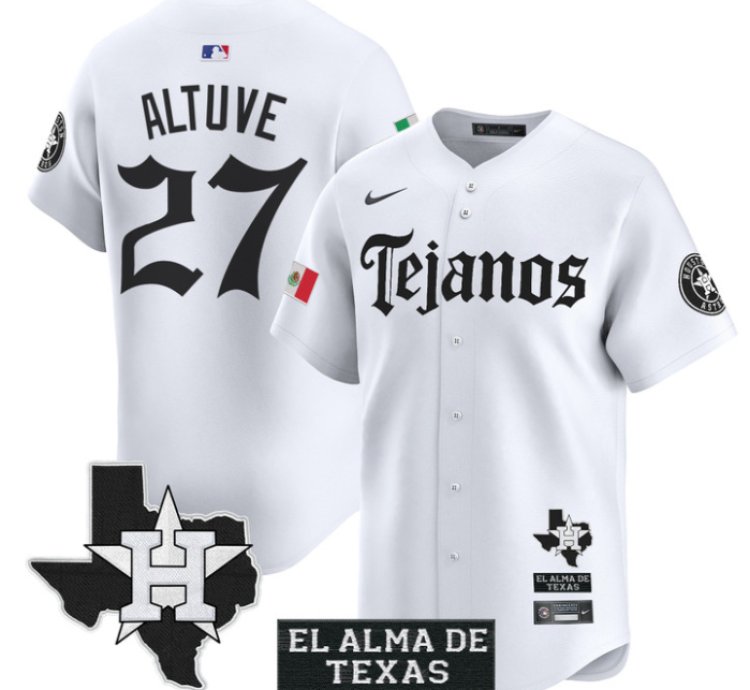 José Altuve Jersey 27 Houston Astros Mexico Tejano Barrio Style Vapor Limited Stitched White