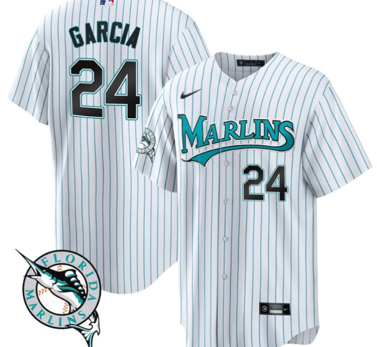 Avisail Garcia Jersey 24 Miami Marlins Throwback Cool Base All Stitched