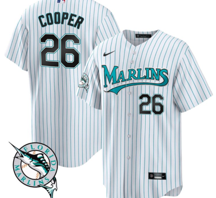 Garrett Cooper Jersey 26 Miami Marlins Throwback Cool Base All Stitched