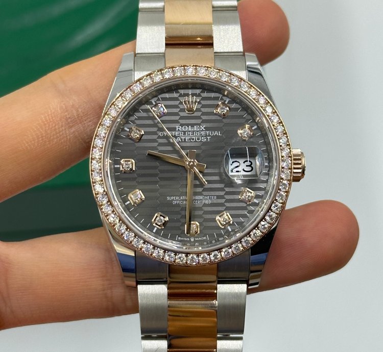 Rolex Datejust 36 126281rbr Grey Fluted Diamonds Oys