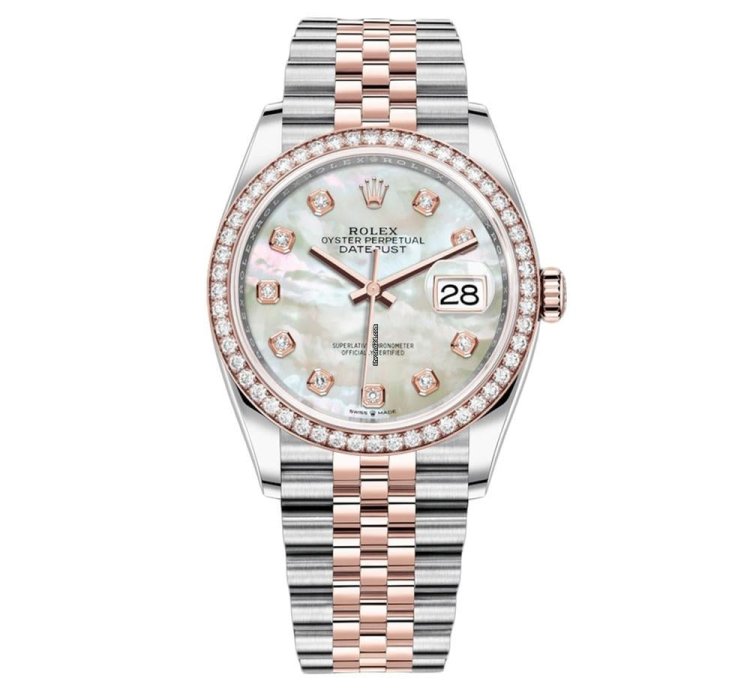 Rolex Datejust 36 126281rbr Jubilee Steel 18k Rose Gold Mop Diamond Dial 36 Mm
