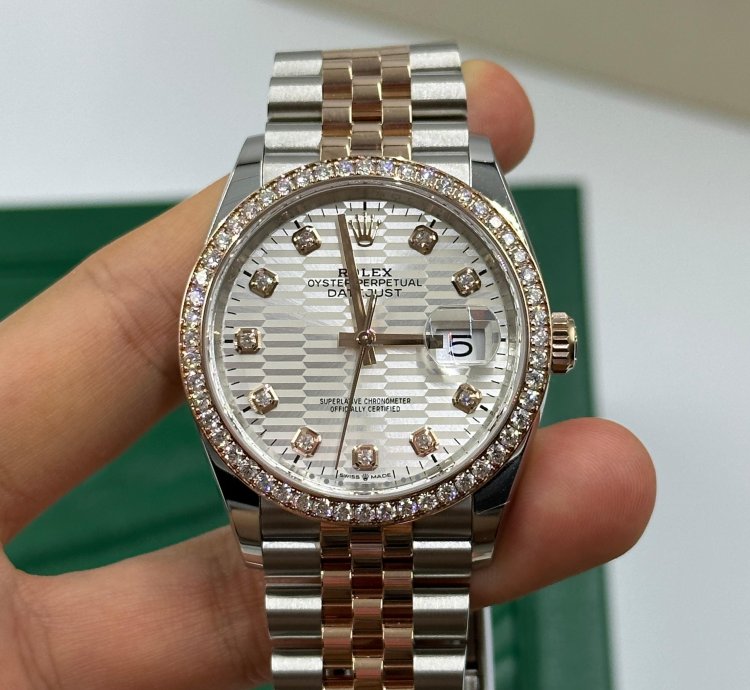 Rolex Datejust 36 126281rbr Silver Fluted Diamonds Dial Dial Jubilee