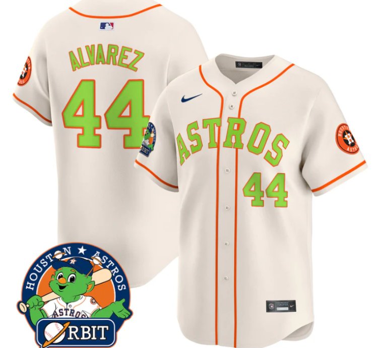Yordan Álvarez Jersey 44 Astros Orbit Patch Vapor Premier Limited V2 Stitched Cream