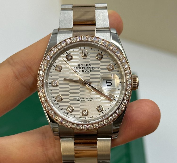 Rolex Datejust 36 126281rbr Silver Fluted Diamonds Dial Oyster