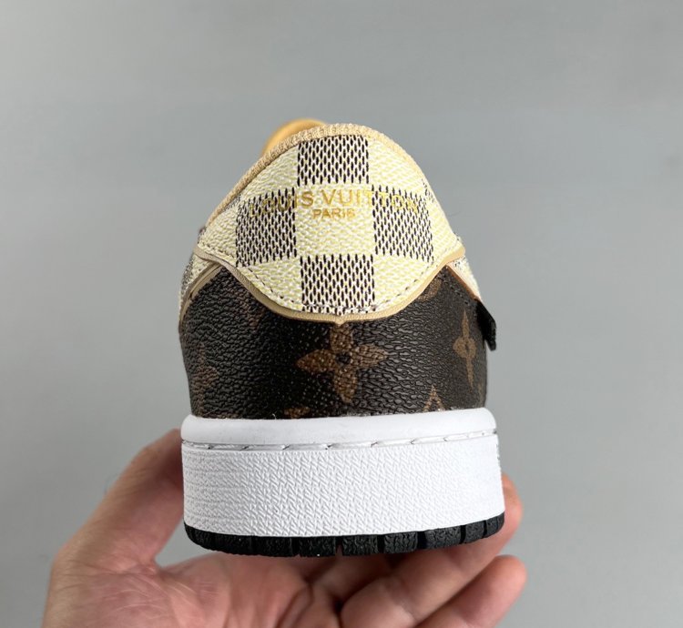Louis Vuitton x Travis Scott x Jordan 1 Low Lv Damier Azur Brown