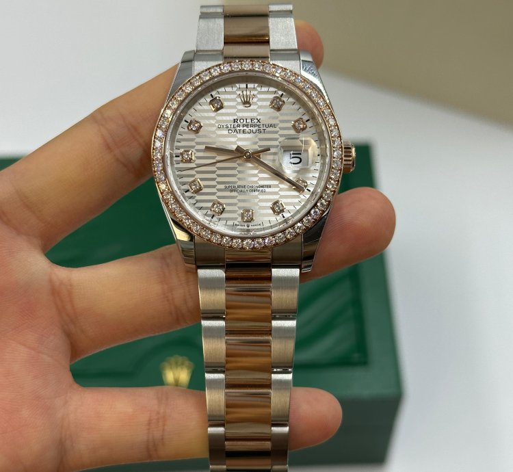 Rolex Datejust 36 126281rbr Silver Fluted Diamonds Dial Oyster