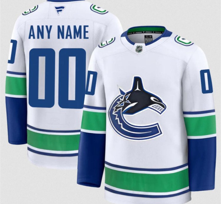 Mens Custom Vancouver Canucks Jersey Name Number 2025 Away White