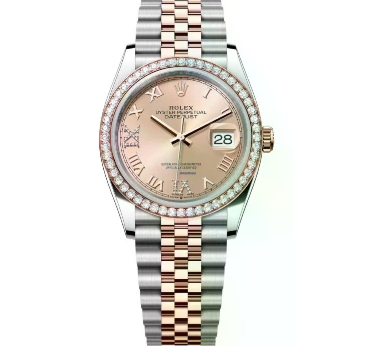 Rolex Datejust 36 126281rbr-0015 36mm Jubilee Two Tone Diamond Bezel Pink Roman Dial 2024