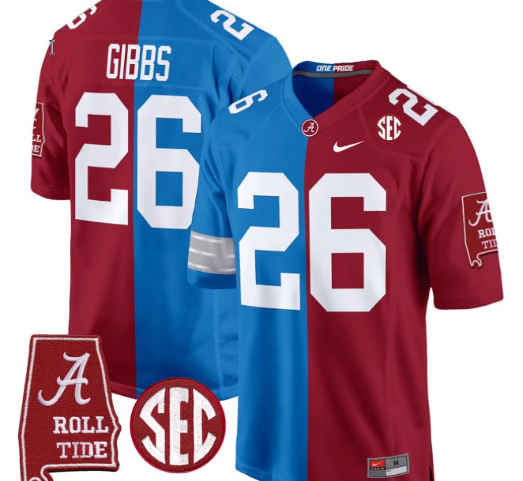 Jahmyr Gibbs Jersey 26 Alabama Crimson Tide Split Football Game Stitched
