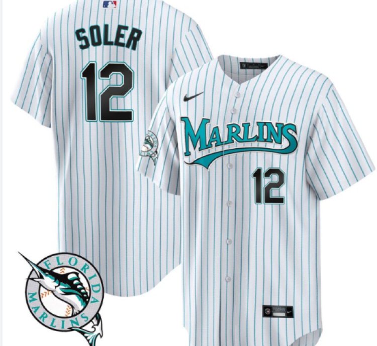Jorge Soler Jersey 12 Miami Marlins Throwback Cool Base All Stitched