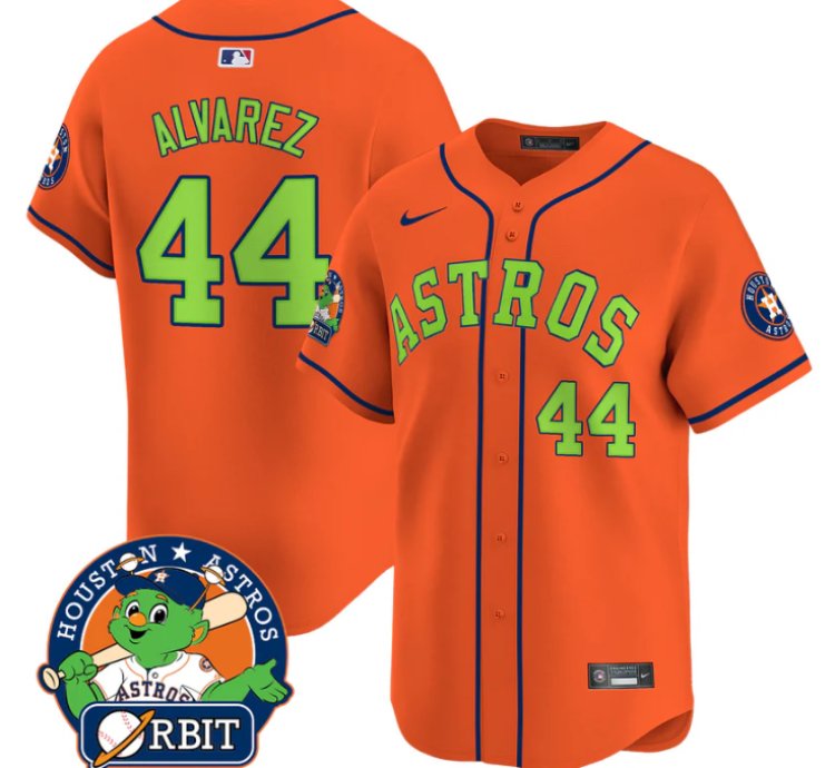 Yordan Álvarez Jersey 44 Astros Orbit Patch Vapor Premier Limited V2 Stitched Orange