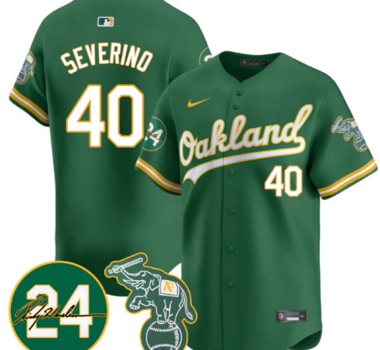 Luis Severino Jersey 40 Oakland Athletics 2025 Rickey Henderson Memorial Stitched Green