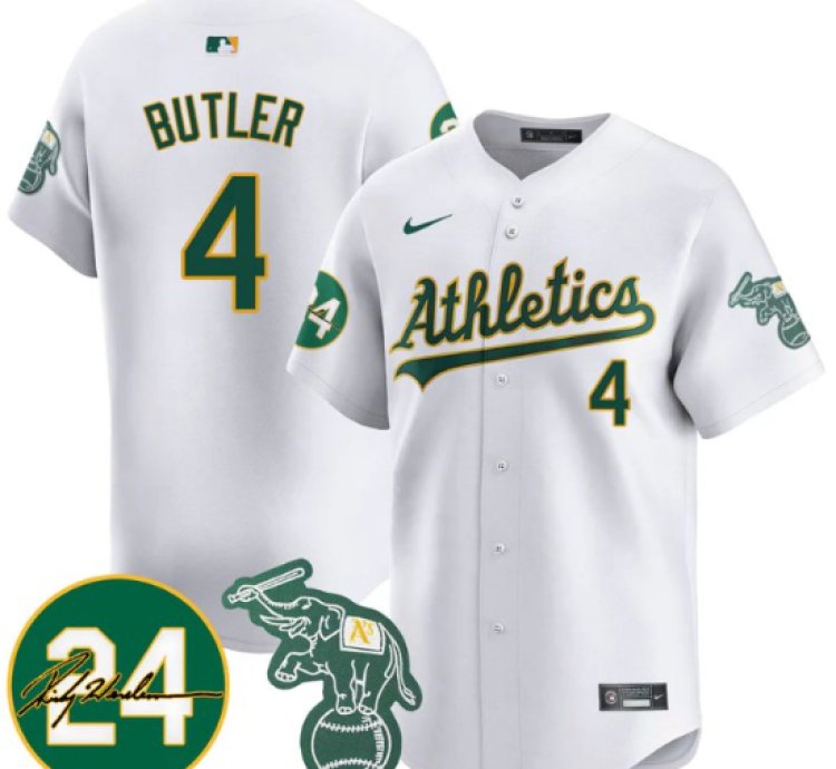 Lawrence Butler Jersey 4 Oakland Athletics 2025 Rickey Henderson Memorial Stitched White