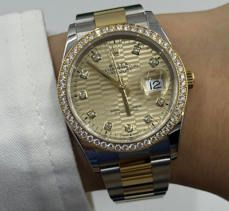 Rolex Datejust 36 126283rbr Champagne Flueted Diamond Oyster