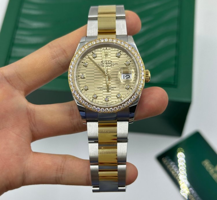 Rolex Datejust 36 126283rbr Champagne Flueted Diamond Oyster