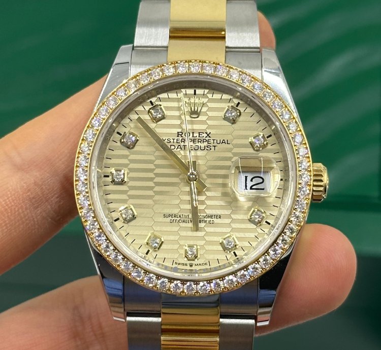 Rolex Datejust 36 126283rbr Champagne Flueted Diamond Oyster