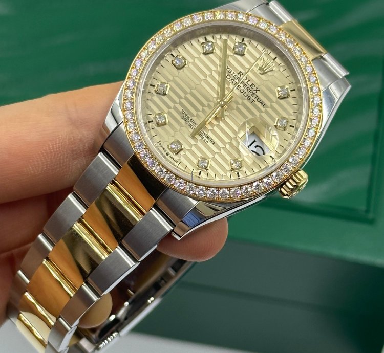 Rolex Datejust 36 126283rbr Champagne Flueted Diamond Oyster
