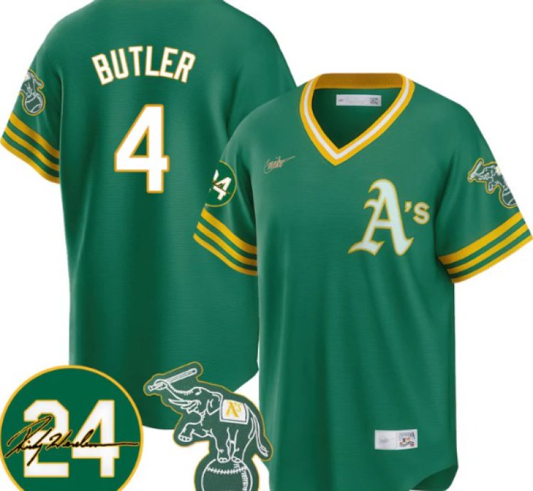 Lawrence Butler Jersey 4 Oakland Athletics 2025 Rickey Henderson Memorial Stitched Throwback