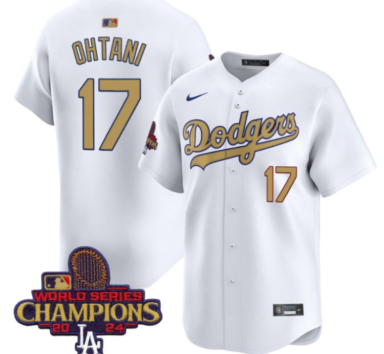 Shohei Ohtani Jersey 17 Dodgers 2025 Gold Vapor Premier Stitched White