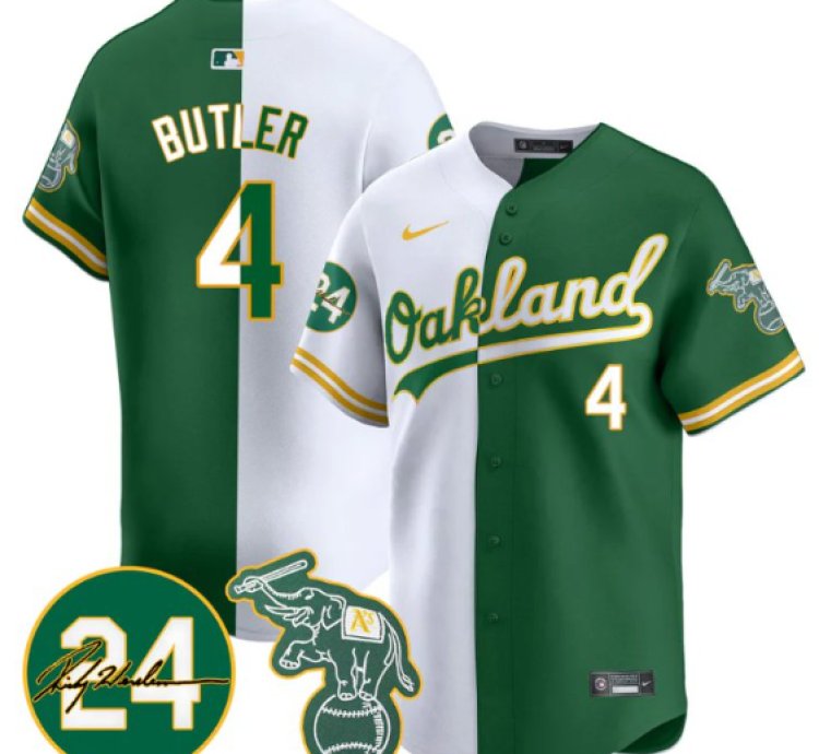 Lawrence Butler Jersey 4 Oakland Athletics 2025 Rickey Henderson Memorial Stitched Split