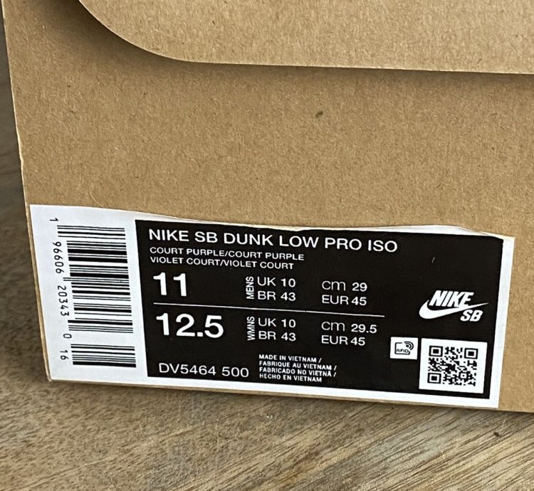 New Nike Sb Dunk Low Pro Orange Label Purple Size 11us