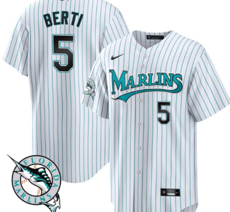 Jon Berti Jersey 5 Miami Marlins Throwback Cool Base All Stitched