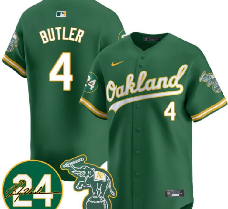 Lawrence Butler Jersey 4 Oakland Athletics 2025 Rickey Henderson Memorial Stitched Green