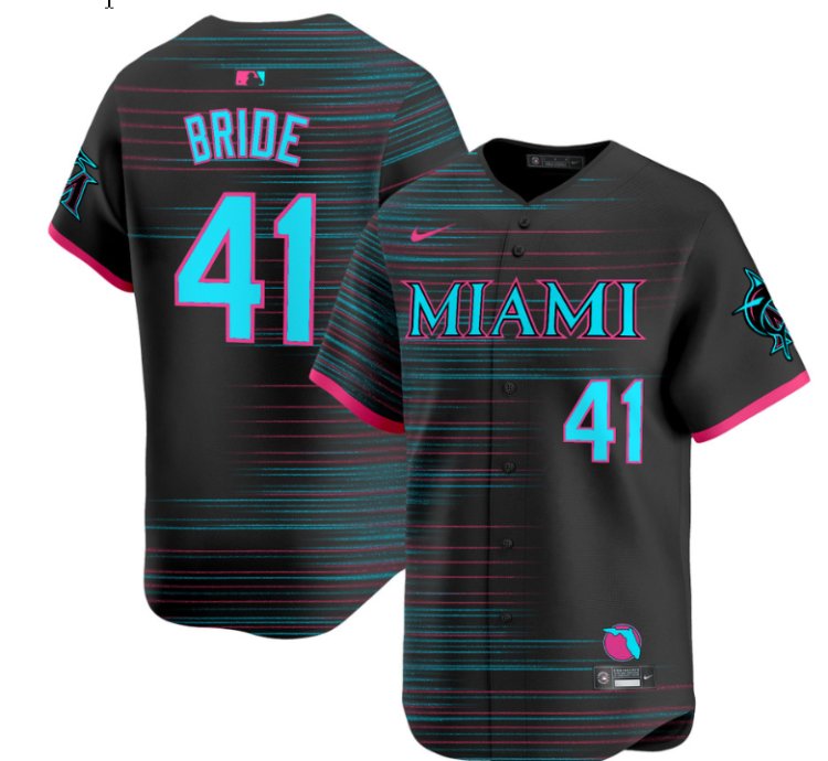 Jonah Bride Jersey 41 Miami Marlins 2025 City Connect Vapor Premier Limited Stitched