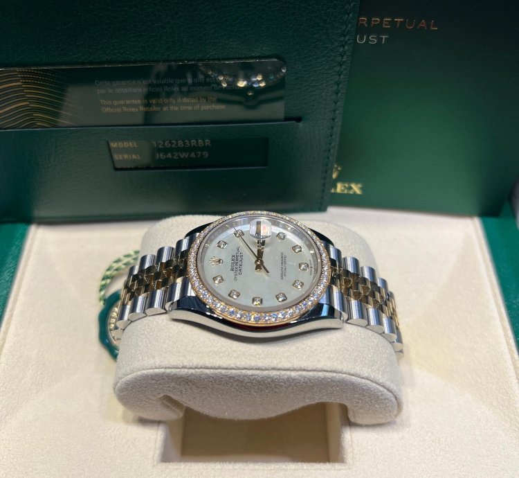Rolex Datejust 36 126283rbr Datejust 36mm Two-tone Mop Diamond Dial Diamond Bezel Jubilee