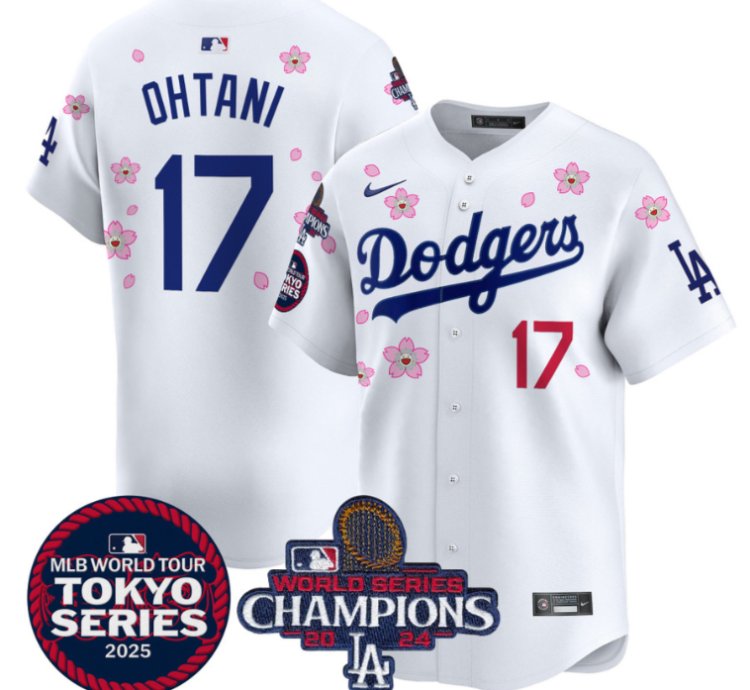Shohei Ohtani Jersey 17 Dodgers Tokyo Series 2025 World Series Champions Patch White