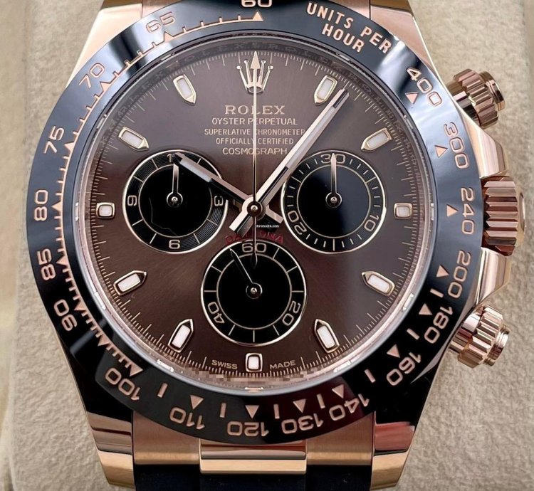 Rolex Daytona 116515ln Rose Gold Oysterflex Chocolate Dial Unworn 2023