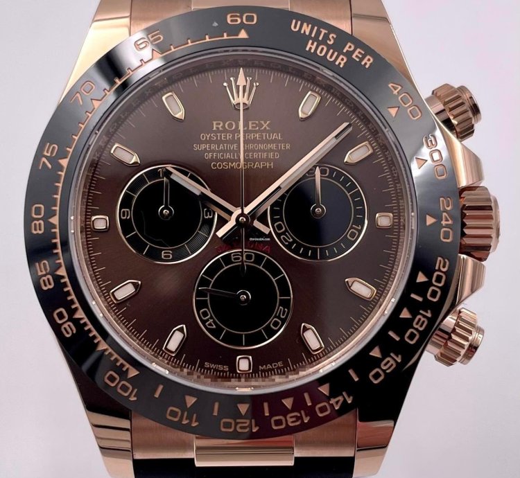 Rolex Daytona 116515ln Rose Gold Oysterflex Chocolate Dial Unworn 2023