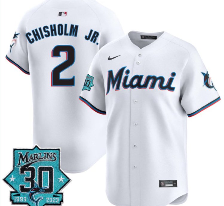 Jazz Chisholm Jr Jersey 2 Miami Marlins 30 Seasons Anniversary Patch Limited Stitched White