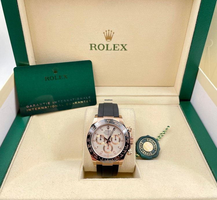 Rolex Daytona 116515ln Rose Gold Oysterflex Ivory Dial Unworn 2022