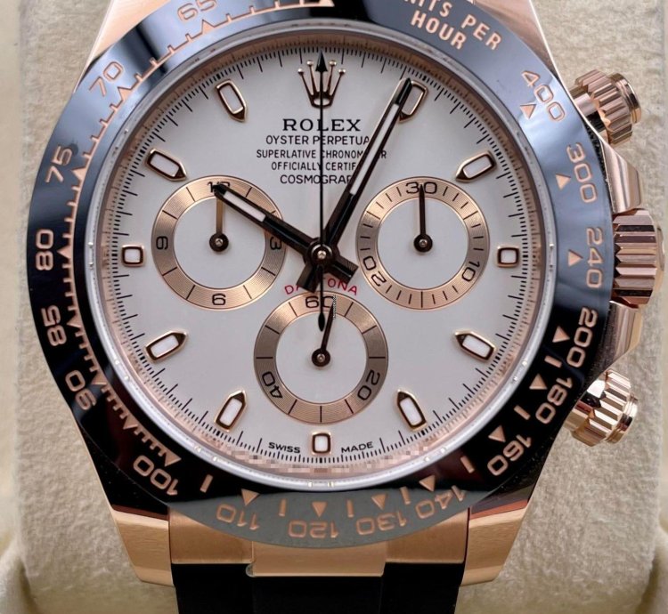Rolex Daytona 116515ln Rose Gold Oysterflex Ivory Dial Unworn 2022