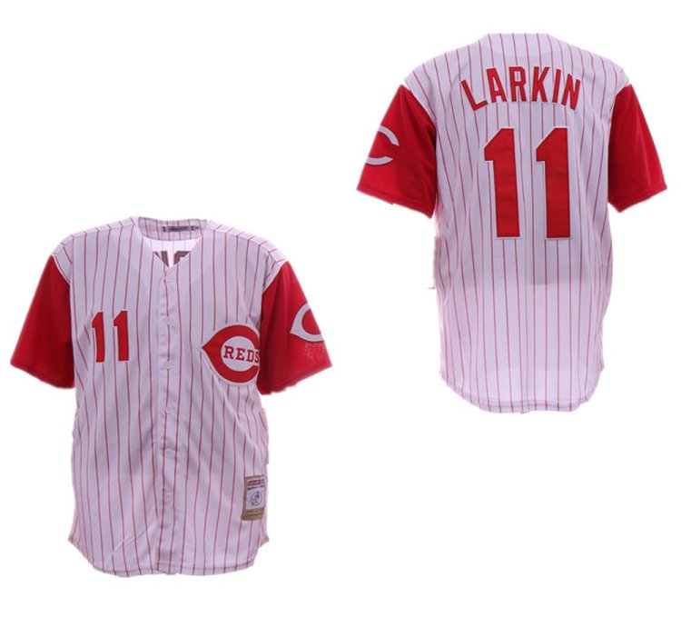 Cincinnati Reds Barry Larkin White Throwback Jersey