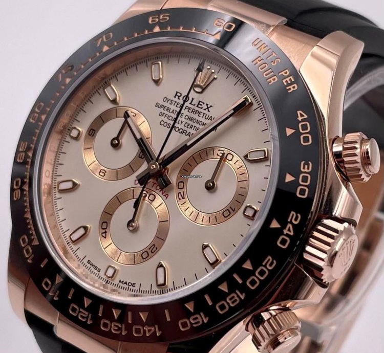 Rolex Daytona 116515ln Rose Gold Oysterflex Ivory Dial Unworn 2022