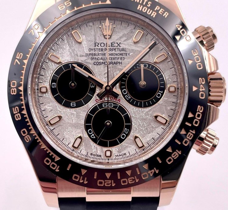 Rolex Daytona 116515ln Rose Gold Oysterflex Meteorite Dial Unworn 2023