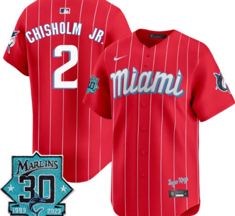 Jazz Chisholm Jr Jersey 2 Miami Marlins 30 Seasons Anniversary Patch Limited Stitched City Connect